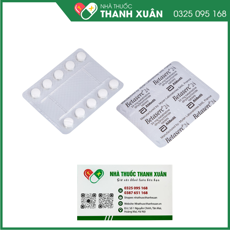 Betaserc 24 mg điều trị triệu chứng của chóng mặt tái phát